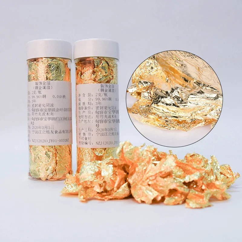 

2g Gold Leaf Schabin Flakes Gold Decorative Dishes Chef Art Cake Decorating Tools Chocolates Candy Decorator Mold Food Decoratin
