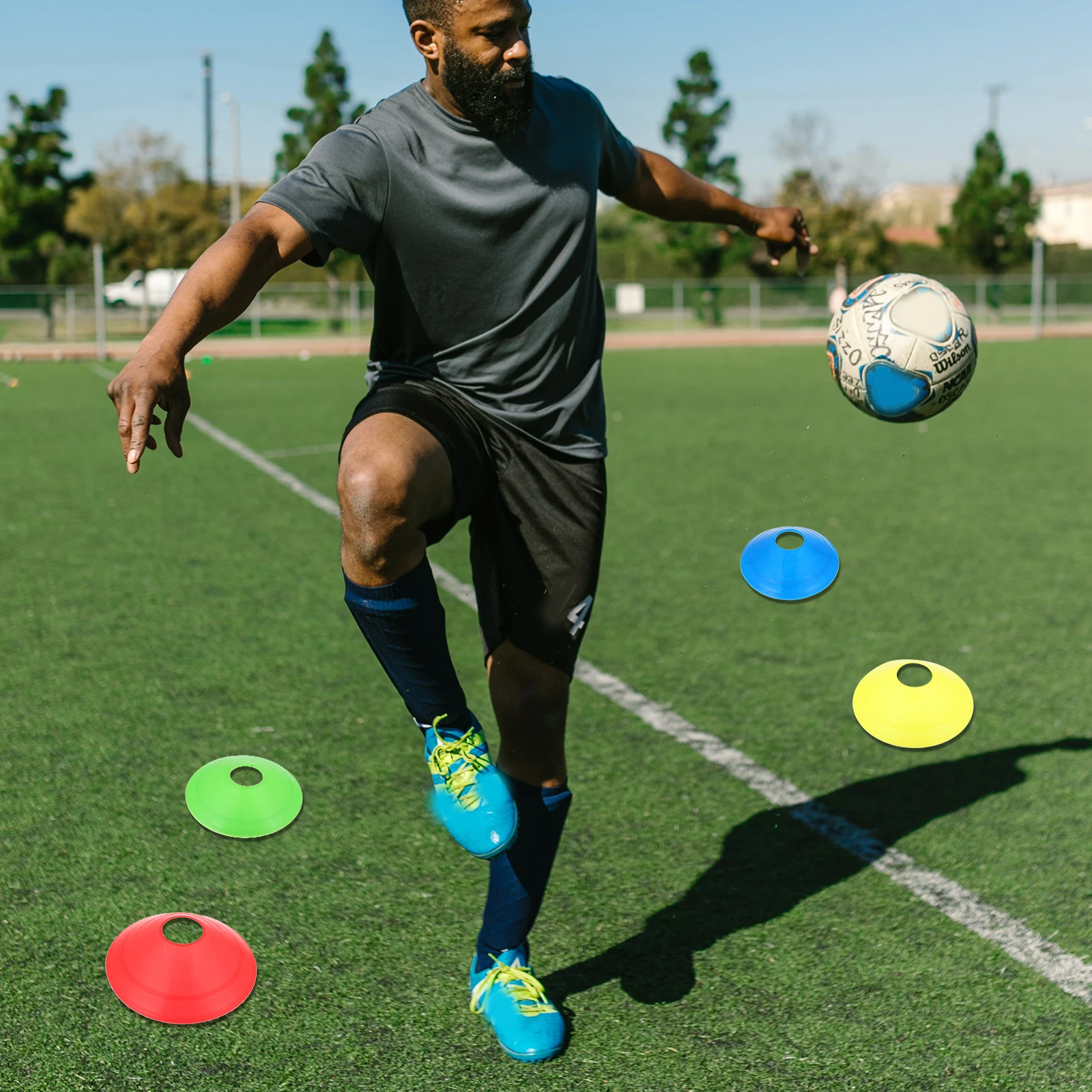 

12PCS Football Cones PE Material Lightweight Durable Training Tools Skateboarding Roller Skating Marker Discs Road Blocks