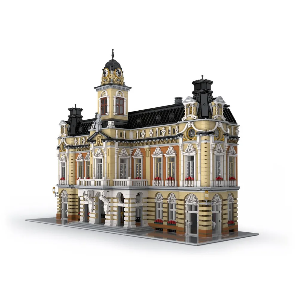 MOC de alta dificultad, 14705 Uds., arquitectura famosa, modelo de ciudad, salón de ciudad, Castillo, bloques de construcción, juguetes DIY, regalos de cumpleaños de ladrillo