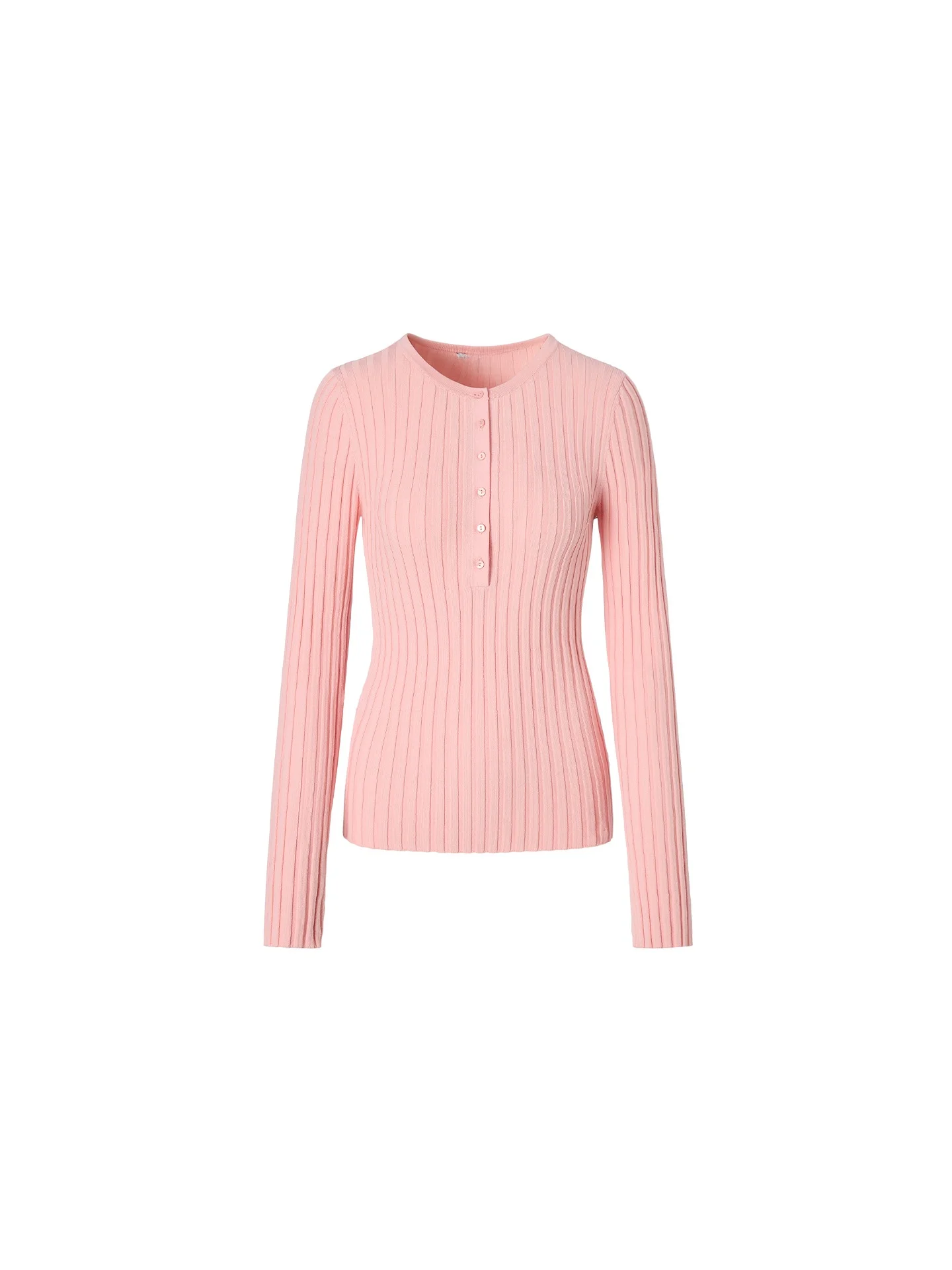

LEDIM WANG Women's Slim Fit Henry Collar Knitwear Base Layer irt Pink Winter New Arrival Soft Polyester Nylon Spandex