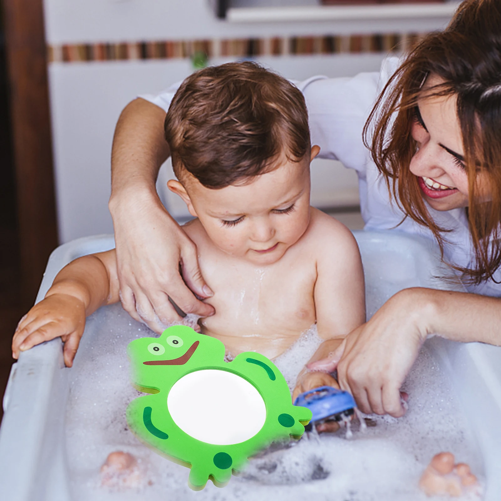 

Kids Bath Toys Bathing Mirror Children Play Tub for Toddlers Green Baby Animal Travel