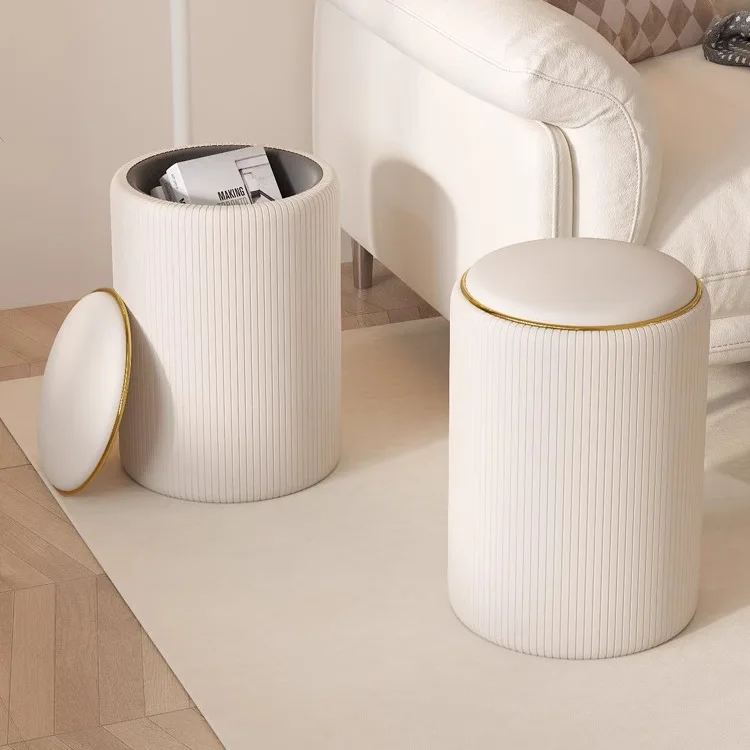 Factory Direct Simple Leather Can Store Small Stools and Footrests Home Living Room Decoration Can Be Customized