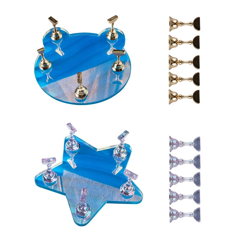 Soporte para uñas con forma de pentagrama para prensa de uñas, estantes de resina Aurora para mostrar uñas, soporte magnético, herramientas organizadoras de manicura
