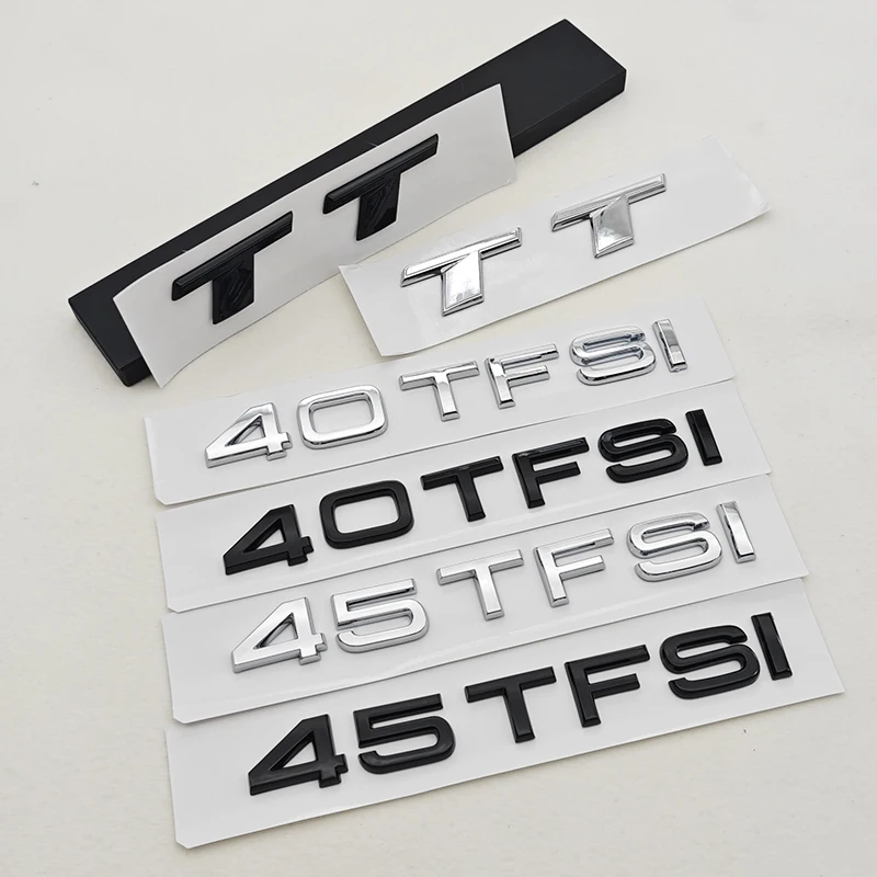 1pc 3D ABS Chrome Black Car Sticker Logo TT 40 TFSI 45 TFSI Rear Trunk Badge Emblem Decals For Audi TT 45TFSI 40TFSI Accessories