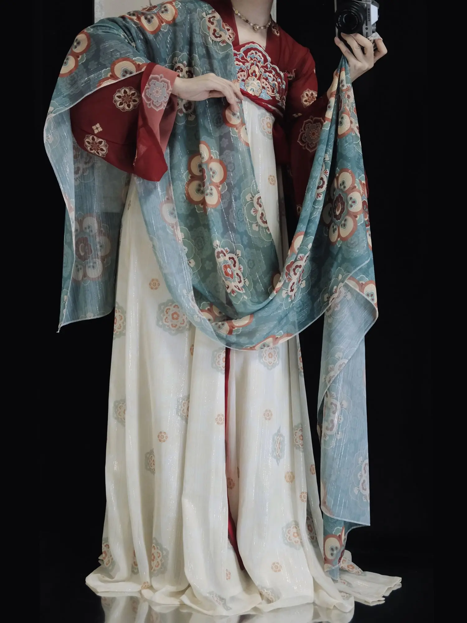 Tang Dynasty Hanfu Dress Traditional Chinese Clothes Outfit Floral Embroidery Dance Stage Costumes Elegant Princess Robe