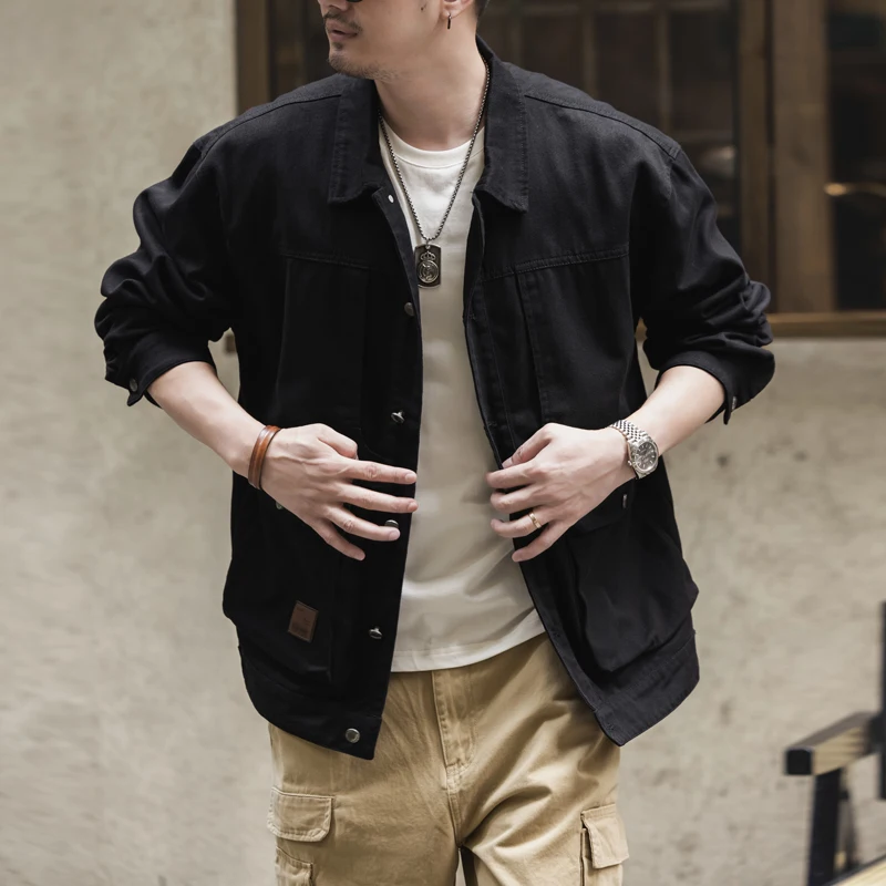 النمط الأمريكي فضفاض ملابس العمل غير رسمية سترة الرجال حجم كبير ربيع الخريف نمط جديد اليابانية الراقية معطف في الهواء الطلق #5