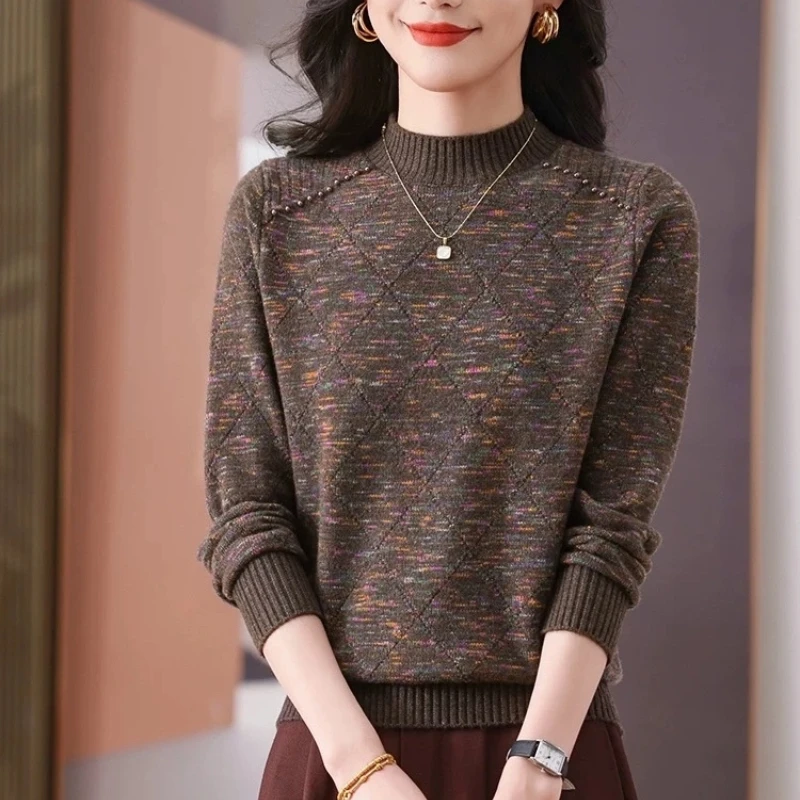 

Half Turtleneck Knitted Sweaters 2025 Autumn Winter Thick Pullovers Loose Long Sleeve Female Jumpers Casual Tops Clothes KE7603