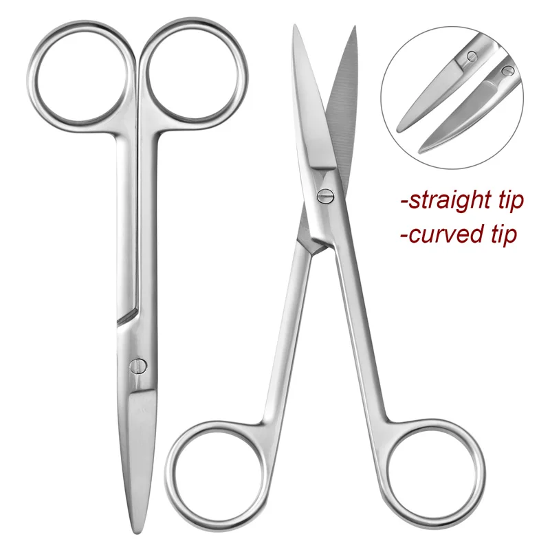 

1pc Surgical Steel Makeup Beauty Scissors Eyebrow Nose Hair Straight Curved Tip Scissors Cut Beard Haircut Facial Trimming Tool