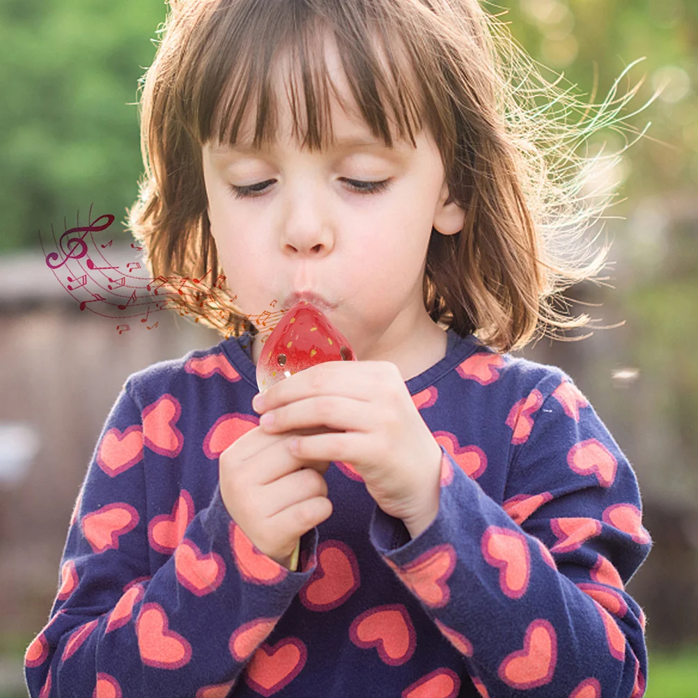 2Pcs 6 Holes Ocarina Ceramic Musical Instruments for Kids Beginners Portable Mushroom Shape Fun Holes Ocarina