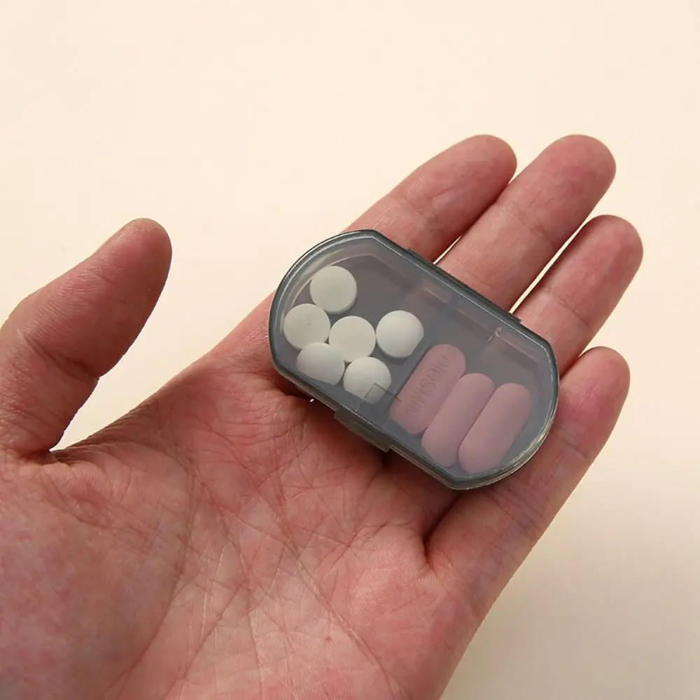 Portable Dust-proof 2-gird Pill Box Snap-on design Sealed Mini Medicine Box Safety With Lid Pill Packing Box Home