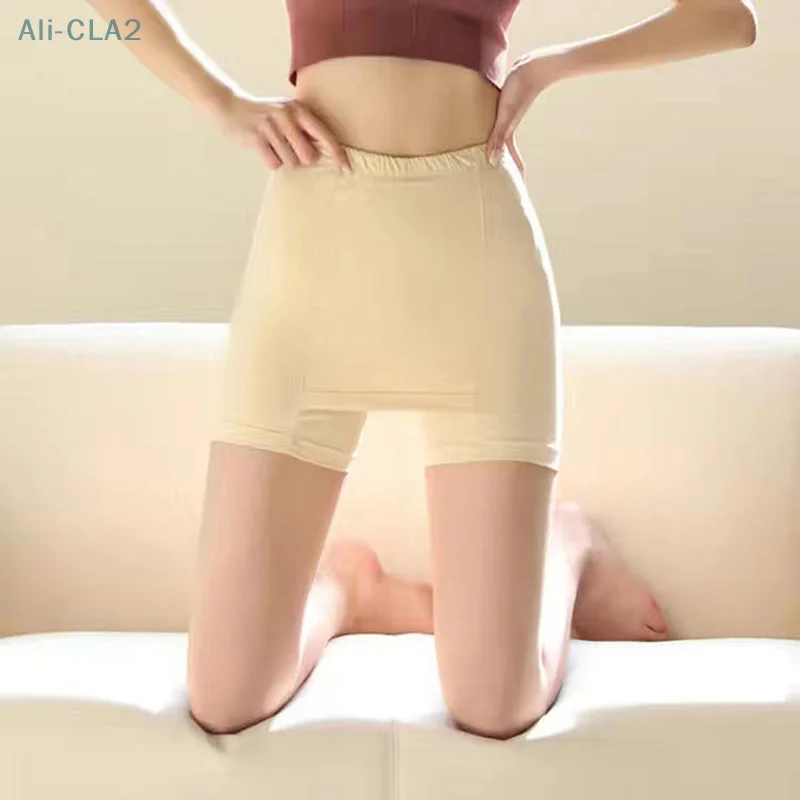 Ice Silk High Waist Safety Pants Boxer Women Thin Sliming Fit Women's Summer Shorts Double Layer Seamless Skirt Shorts