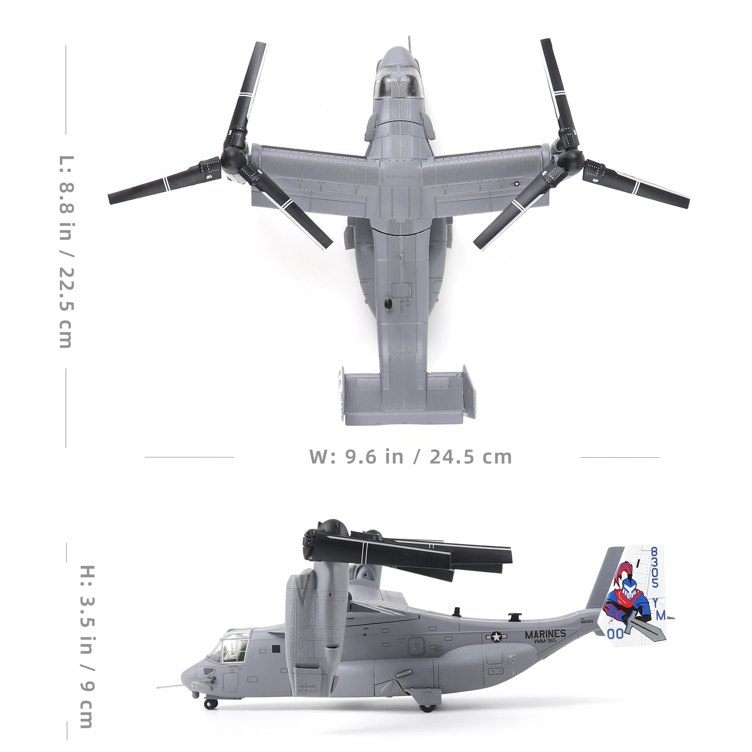 NUOTIE V-22 Osprey 1/72 Scale Military-Themed Metal Die-cast Aircraft Foldable U.S. Navy Model Kit for Collection & Display