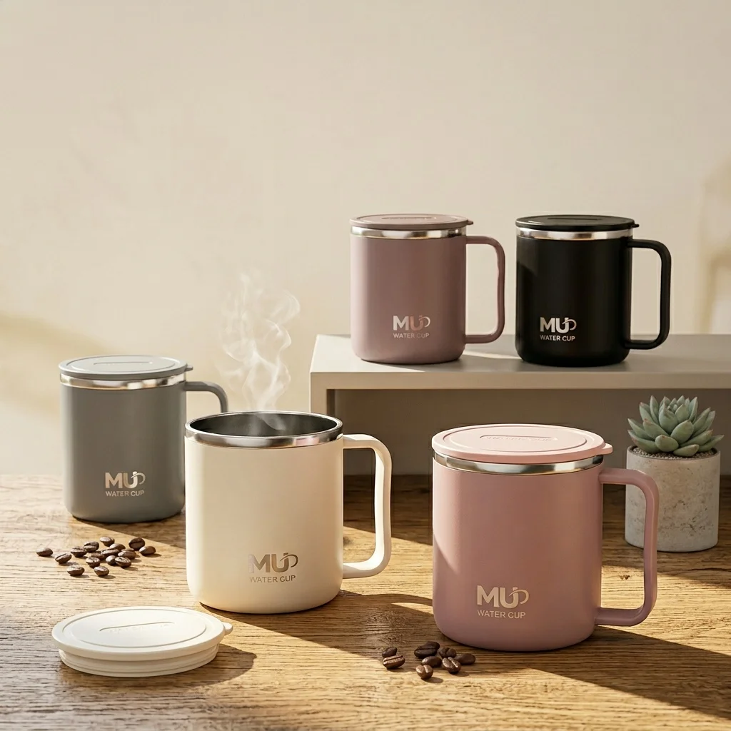 Thermal Coffee Mug with Handle 304 Stainless Steel Insulated Tumbler Leakproof Mini Portable Travel Tea Water Cup with Lid