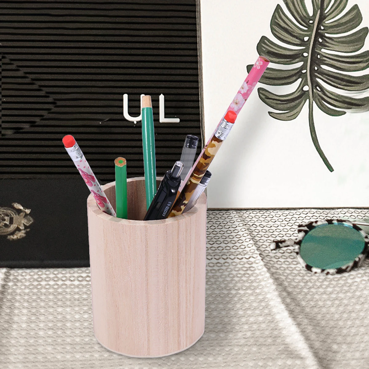 

2 Pcs Wooden Pen Holder Desk Office Accessories Desktop Container Pencil Holders Cell Phone
