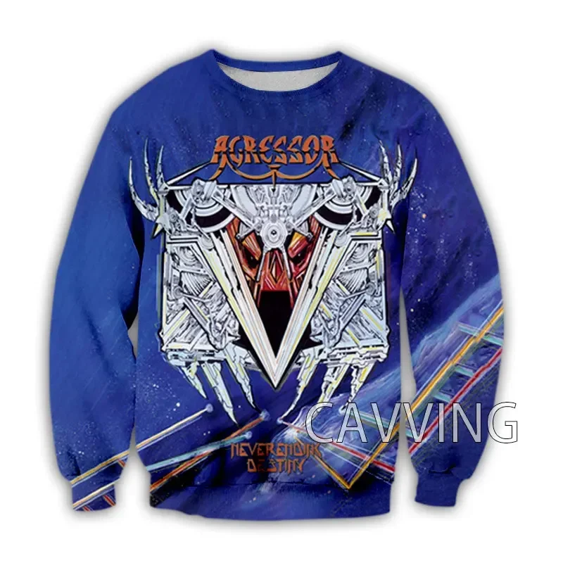 Kaus motif 3D untuk pria/wanita, atasan kaus motif 3D Agressor Band Crewneck, Sweatshirt gaya Harajuku lengan panjang