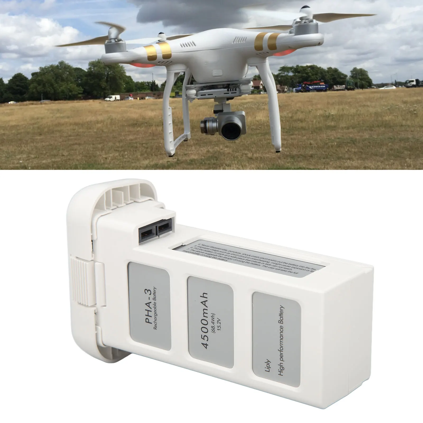 

Replacement Flight Battery Lithium Ion Intelligent Flight Battery 15.2V 4 LED Indicators Overcharge for Photography