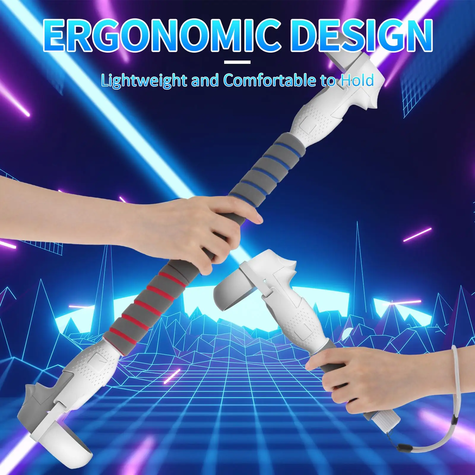 Aksesori gagang Game VR, dengan kabel pegangan, pegangan ekstensi, bermain Game VR tahan air untuk kontroler Quest 2