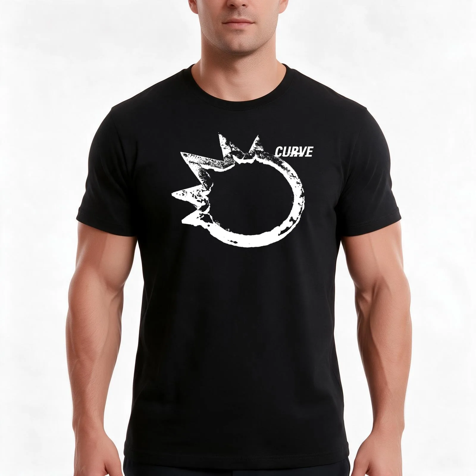 Curve T-Shirt, Summer Casual Cotton Tee, Oversized Streetwear Tops, Vintage Graphic Print, Loose Fit Short Sleeve, 100% Cotton
