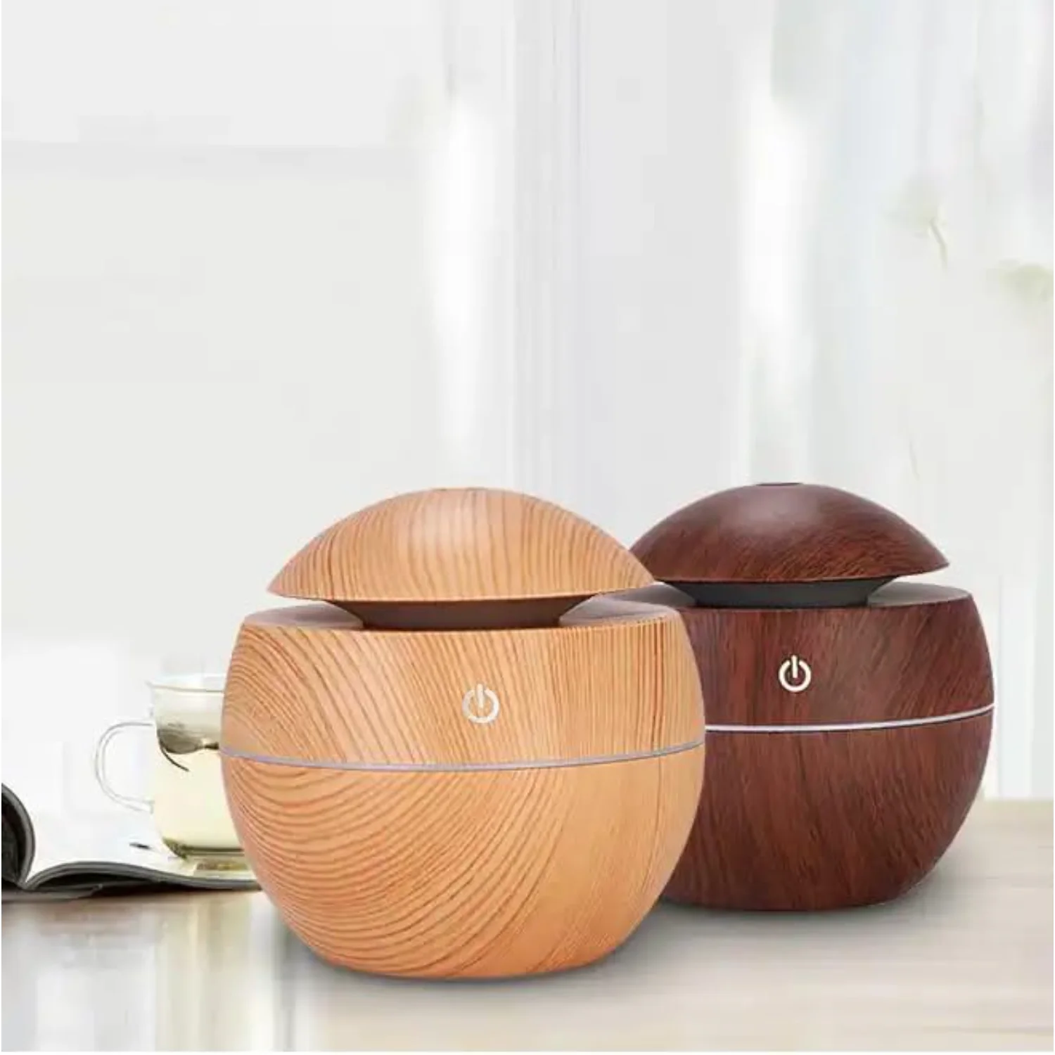 Mini humidificador ultrasónico personal de escritorio para aromaterapia con luz nocturna LED, oficina, dormitorio, dormitorio, portátil, alimentación USB