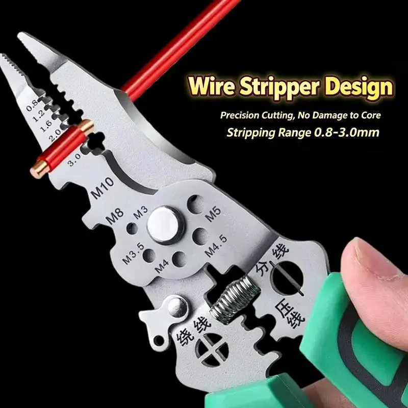 【BA】1Pcs Foldable Cable Cutter Crimper Tool 28 In 1 Wire Stripper With Electrical Test Pen Electrical Folding Pliers For Cutting