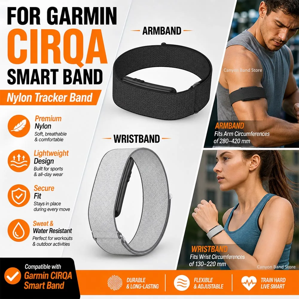 Nylon Weave Bicep Strap  Arm/Wristband for Garmin CIRQA Smart Band Light Adjustable Replacement Band for Garmin CIRQA Accessory