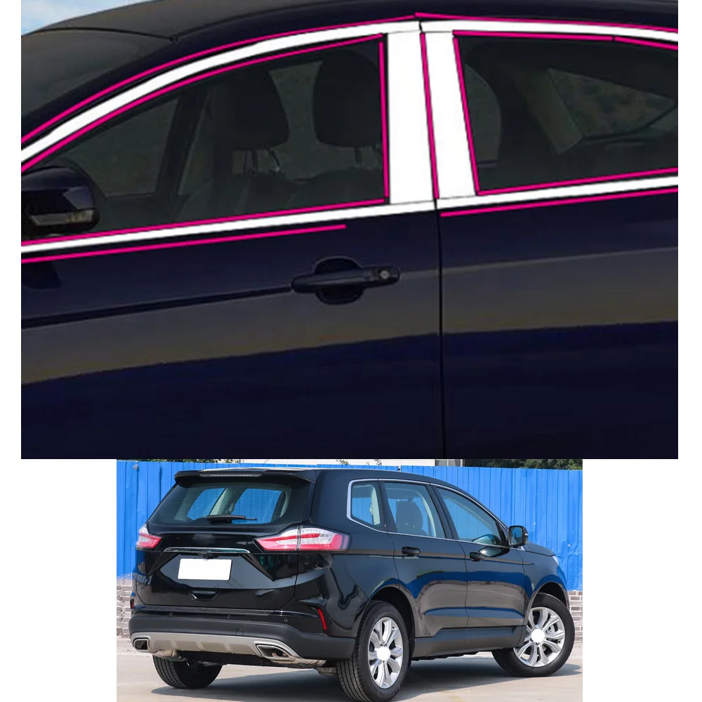 

For Ford EDGE 2015 2016 2017 2018 2019 2020 2021 Car Styling Sticker Garnish Pillar Window Middle Strip Trim Frame Hoods Parts
