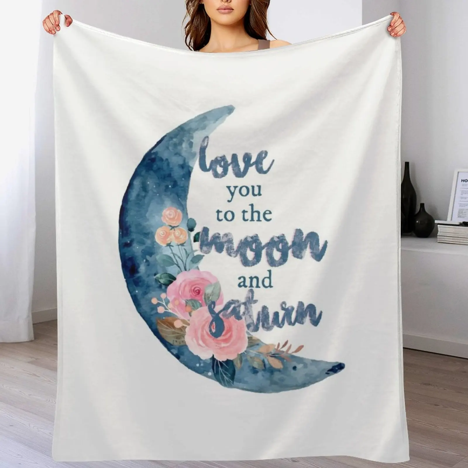 love you to the moon and saturn seven Throw Blanket valentine gift ideas Flannel Soft Beds Blankets