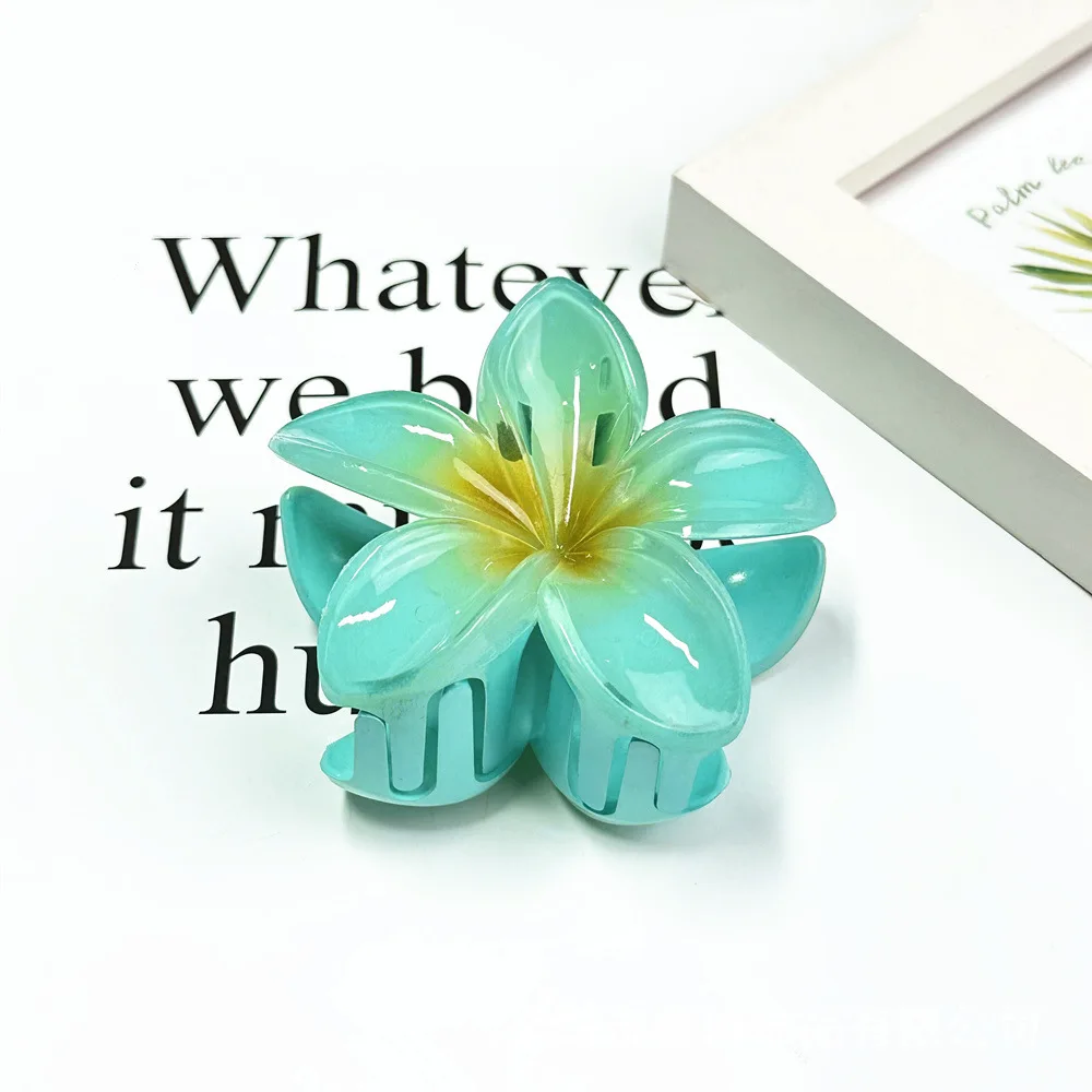 8CM BOHO Gradient Large Flower Acrylic Hair Clip For Women Sweet Hair Claws Crab Clamp Barrettes Hawaiian Headwear Accessories