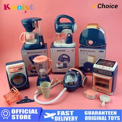 Pretend Play Kitchen Toy Household Appliances Set Coffee Maker Machine Blender Mixer Toaster with Realistic Light Sound for Kids