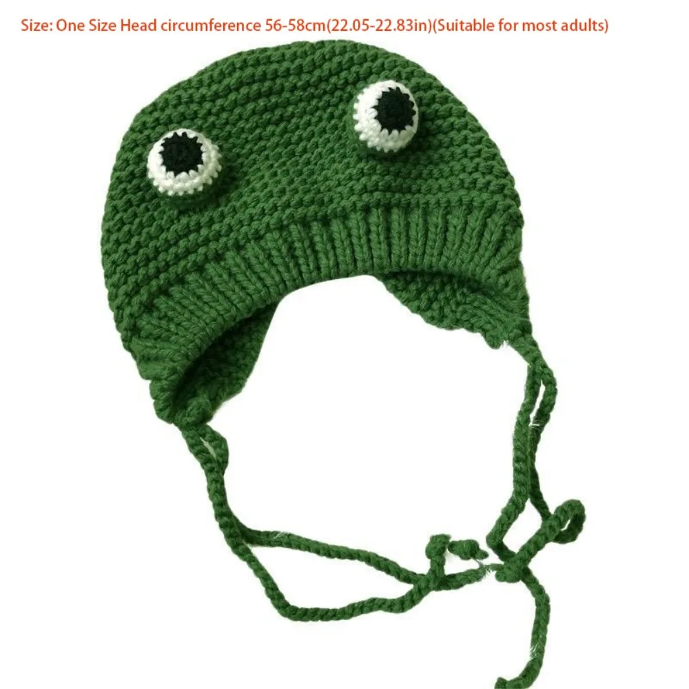 Fashion Crochet Knitted Frog Headband Bonnet Cartoon Cute Christmas Hat Earflap Cap Photo Props Beanie Cap Winter