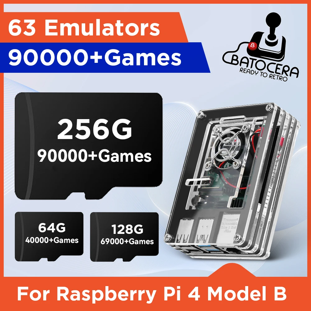 TF Memory Card for Raspberry Pi4 Model B Batocera.Linux 40 with 90000+Retro Games for PS1/PSP/SEGA/SNES/NES/MAME/NEOGEO/NDS/3DO