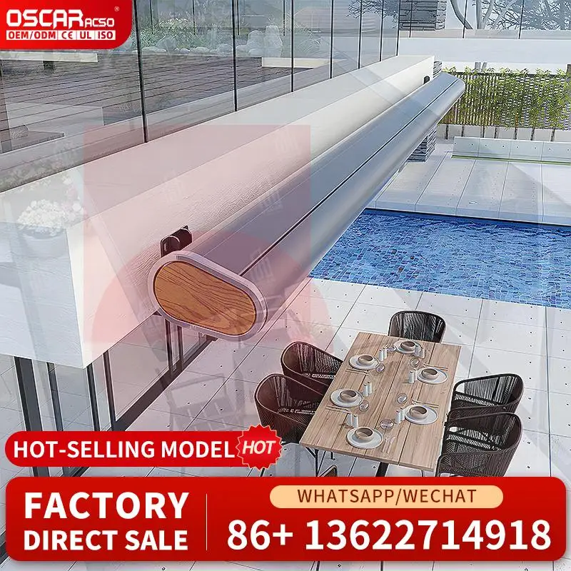 Aluminum Wall Mounted QC Curved Patio Awning Waterproof Strong for Coffee Shop Retractable Awning