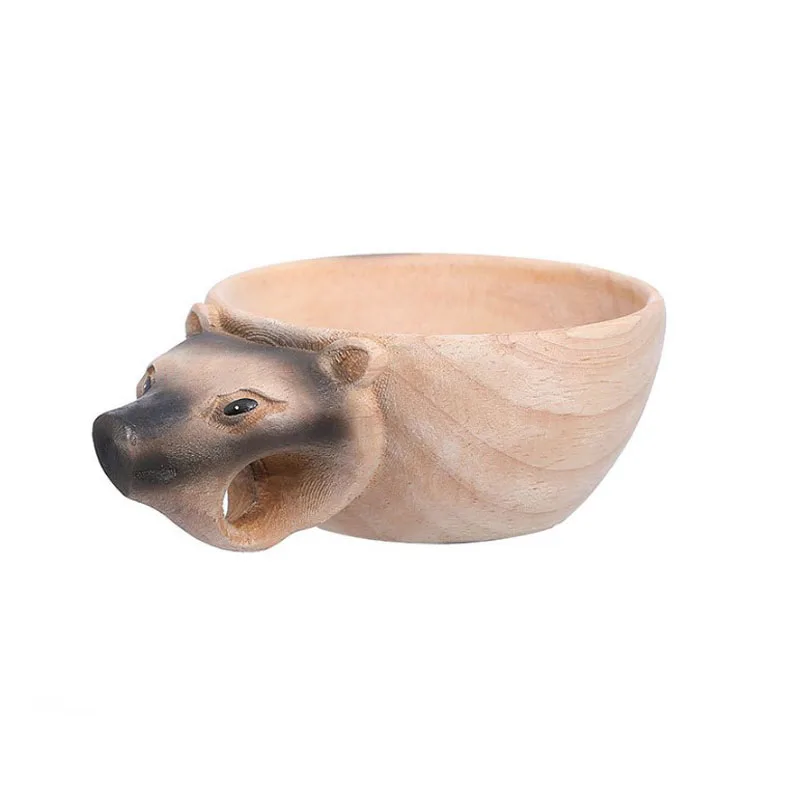 Wooden Cup Hand Carved Cup Scandinavian Kuksa Wooden Mug Camping Gear Coffee Cup Kuksa Guksi Elk Mug Cups Home Decorate