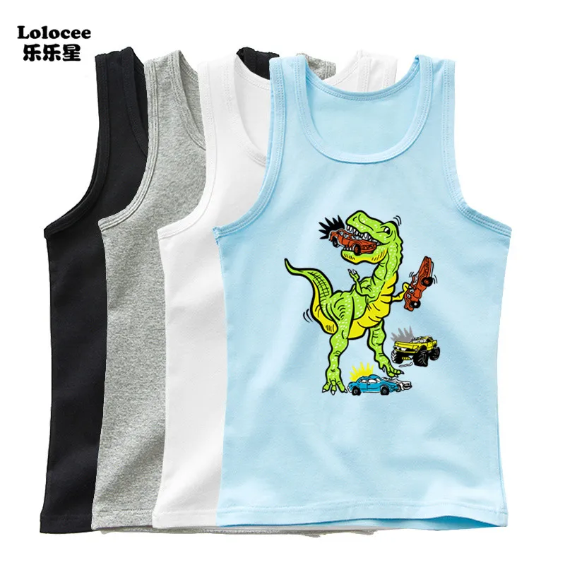 Little Baby Dino Dinosaurs Tank Tops Kids Vest Boys Summer Fashion Sleeveless t-shirt