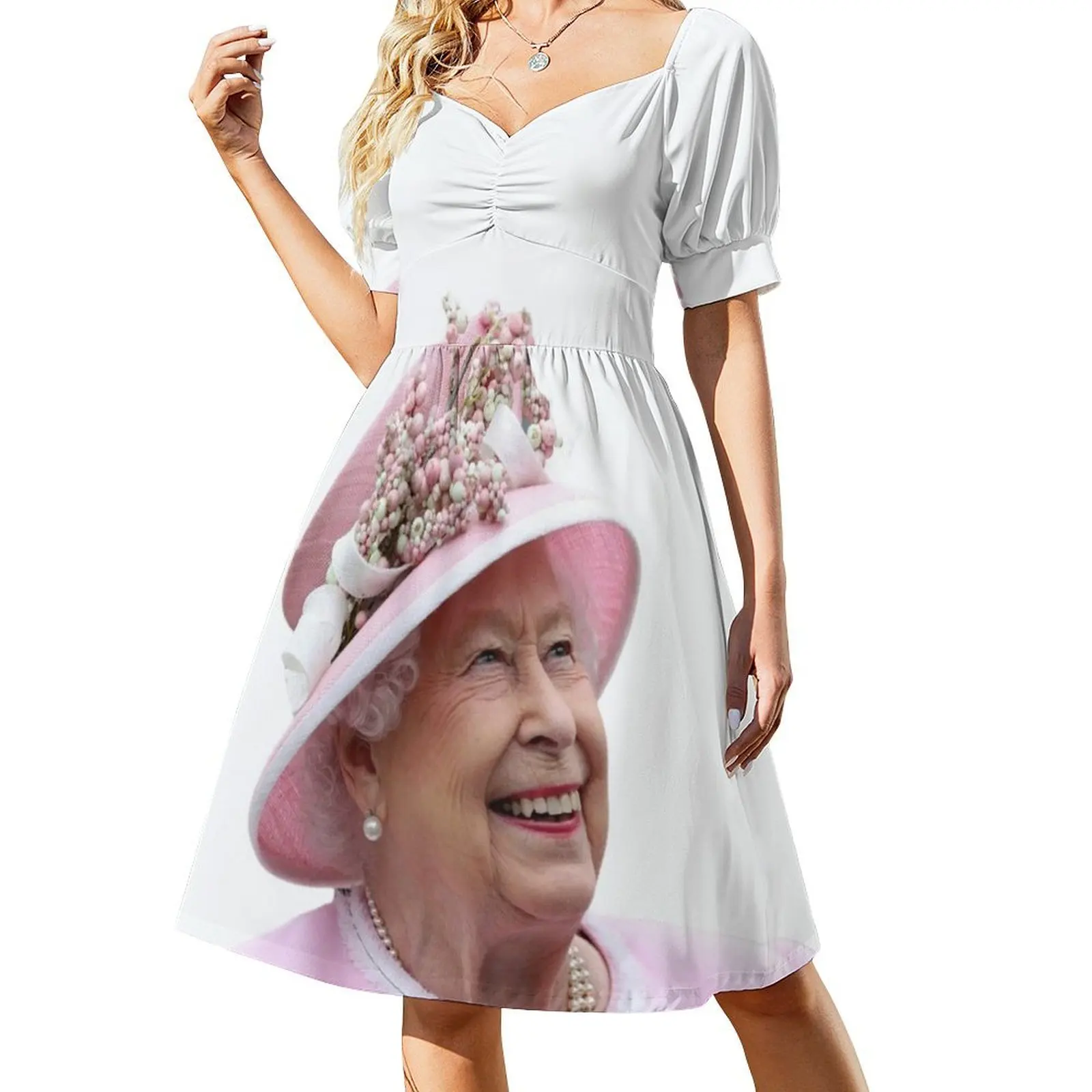 Her Majesty Queen Elizabeth II Short-Sleeved Dress luxury evening dresses for women 2025 woman dress women's clothing trend 2025