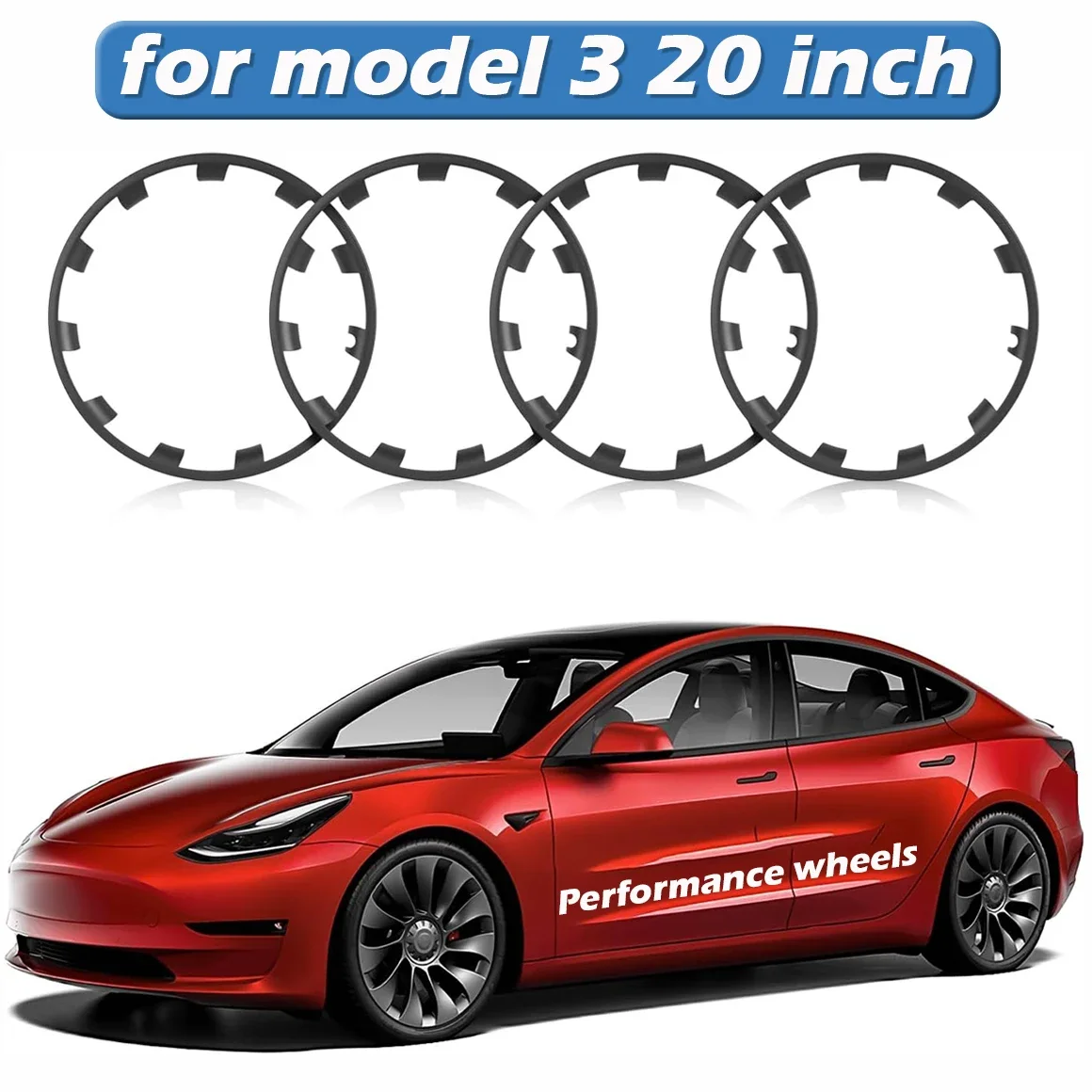 

4PCS For Tesla Model 3 20 Inch Wheel Performance HubCap Patch Replacement Wheel Cap Full Rim Cover Car Accessories Hub Cap 2023