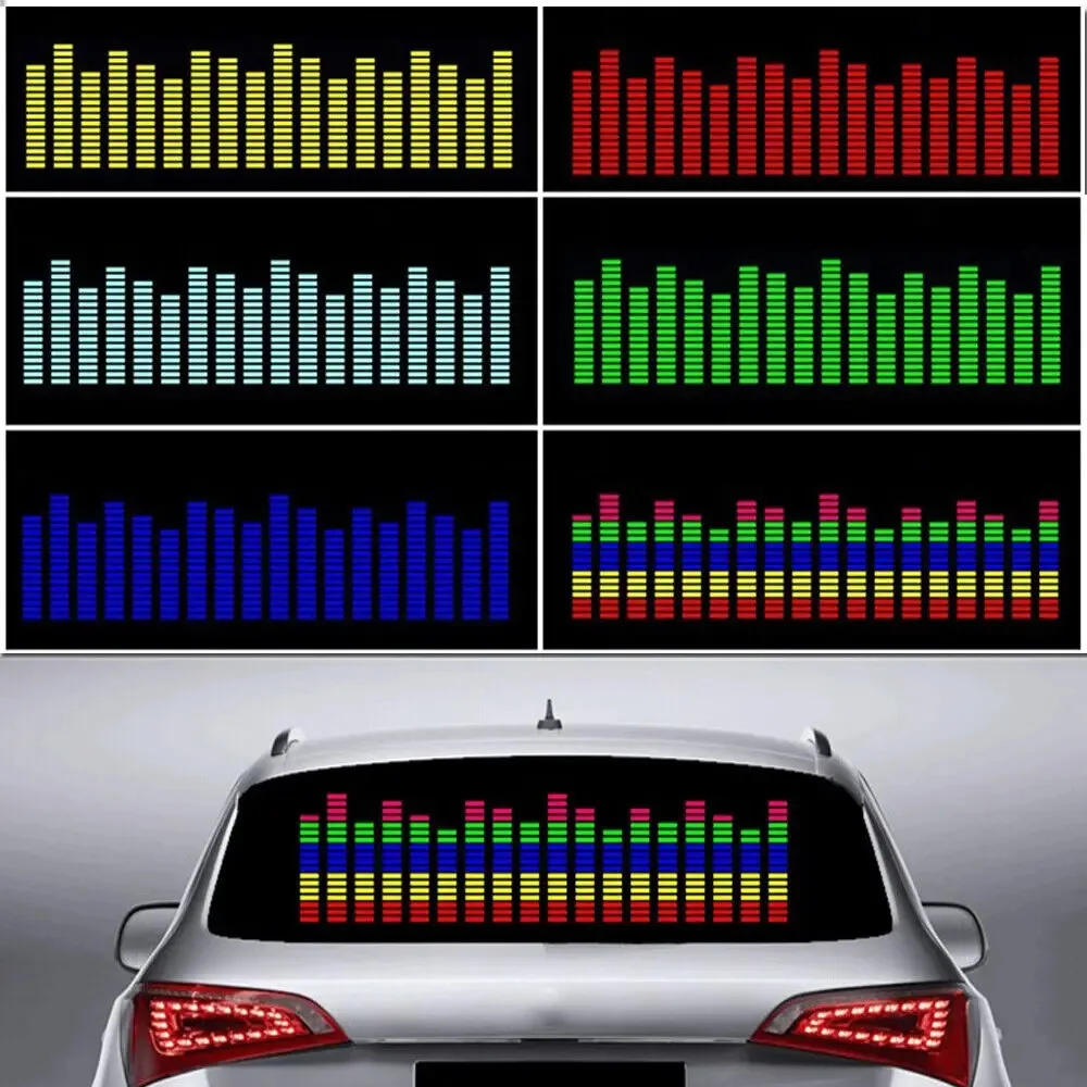 One Set Sound Activated Equalizer Lamp Kit 90x25CM Car Rear Window LED Music Rhythm Flash Light