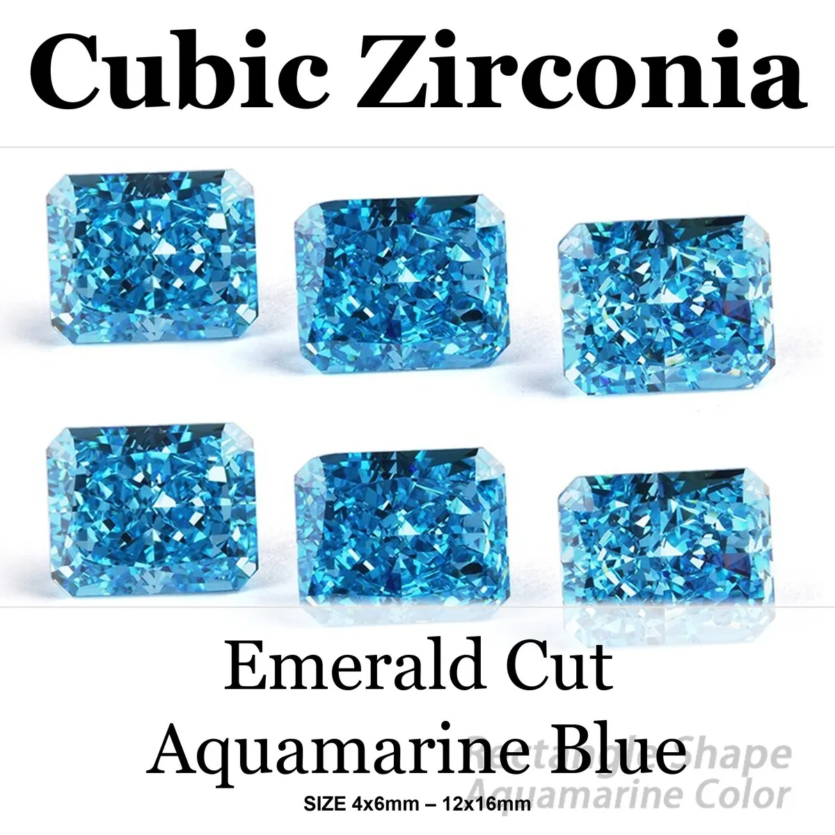 Cubic Zirconia Crushed Ice Cut Rectangle Shape Aquamarine Color Charms Stones Used for DIY Jewelry Making Inlay Main Materials