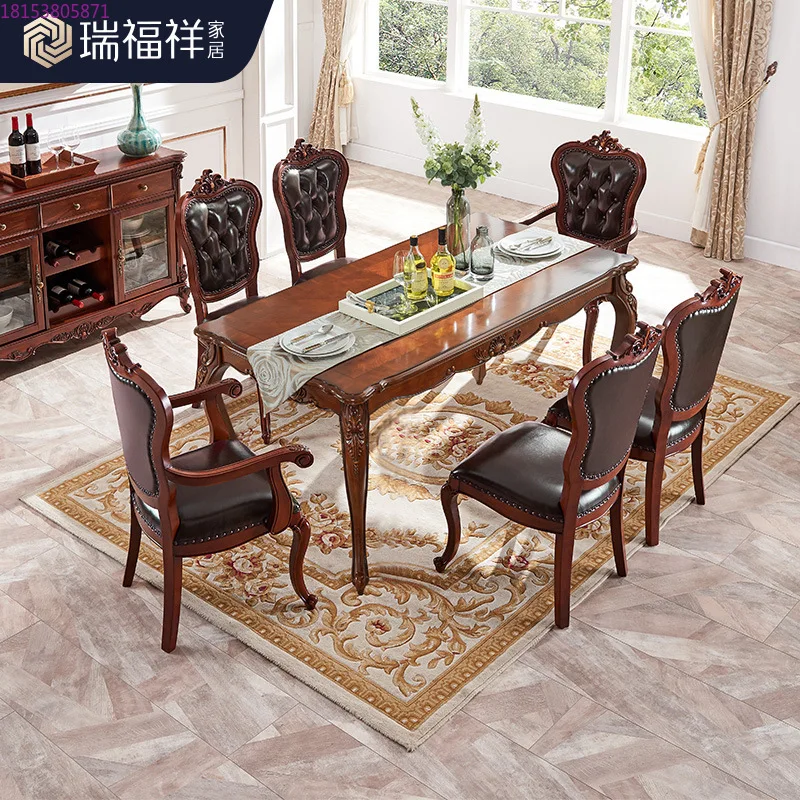 

Американский обеденный стол из цельного дерева 1,4 метра, ресторанный обеденный стол и стулья, прямоугольная вилла 1,8 м, большая квартира