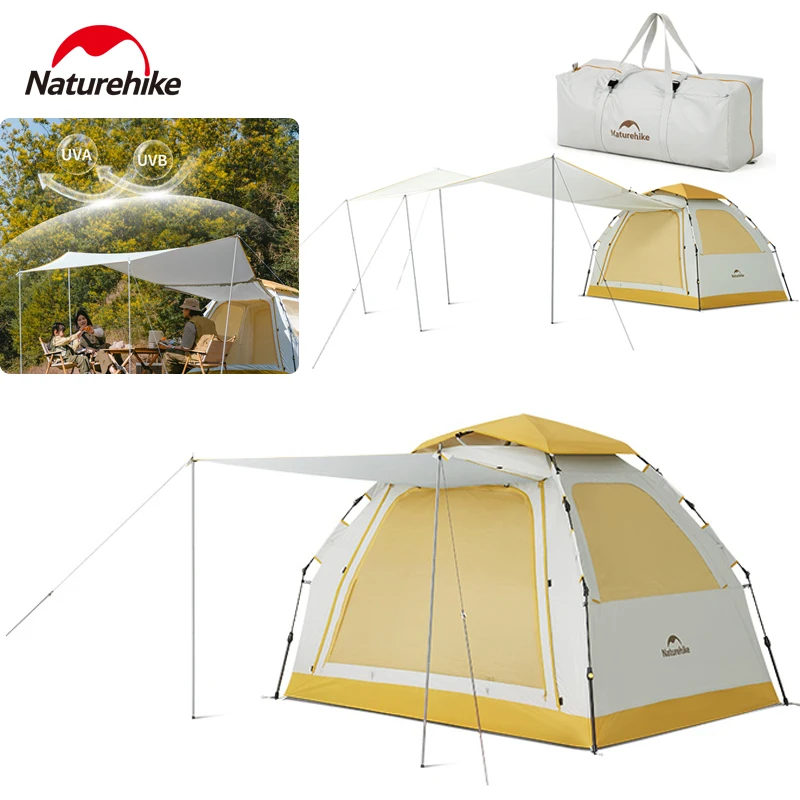 Naturehike Ango Automatic Tent Outdoor Quick Opening Silver Coated Portable Camping Travel 150D Waterproof Tent 2-3 Persons