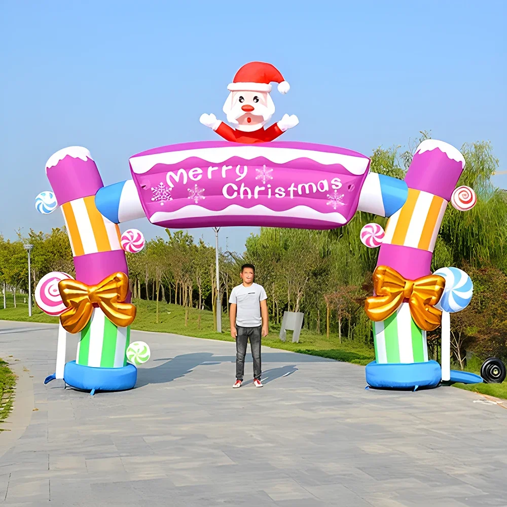 Outdoor Giant Inflatable Santa Claus Arch Christmas Promotion Archway inflatable Christmas Tree Arch For Decoration