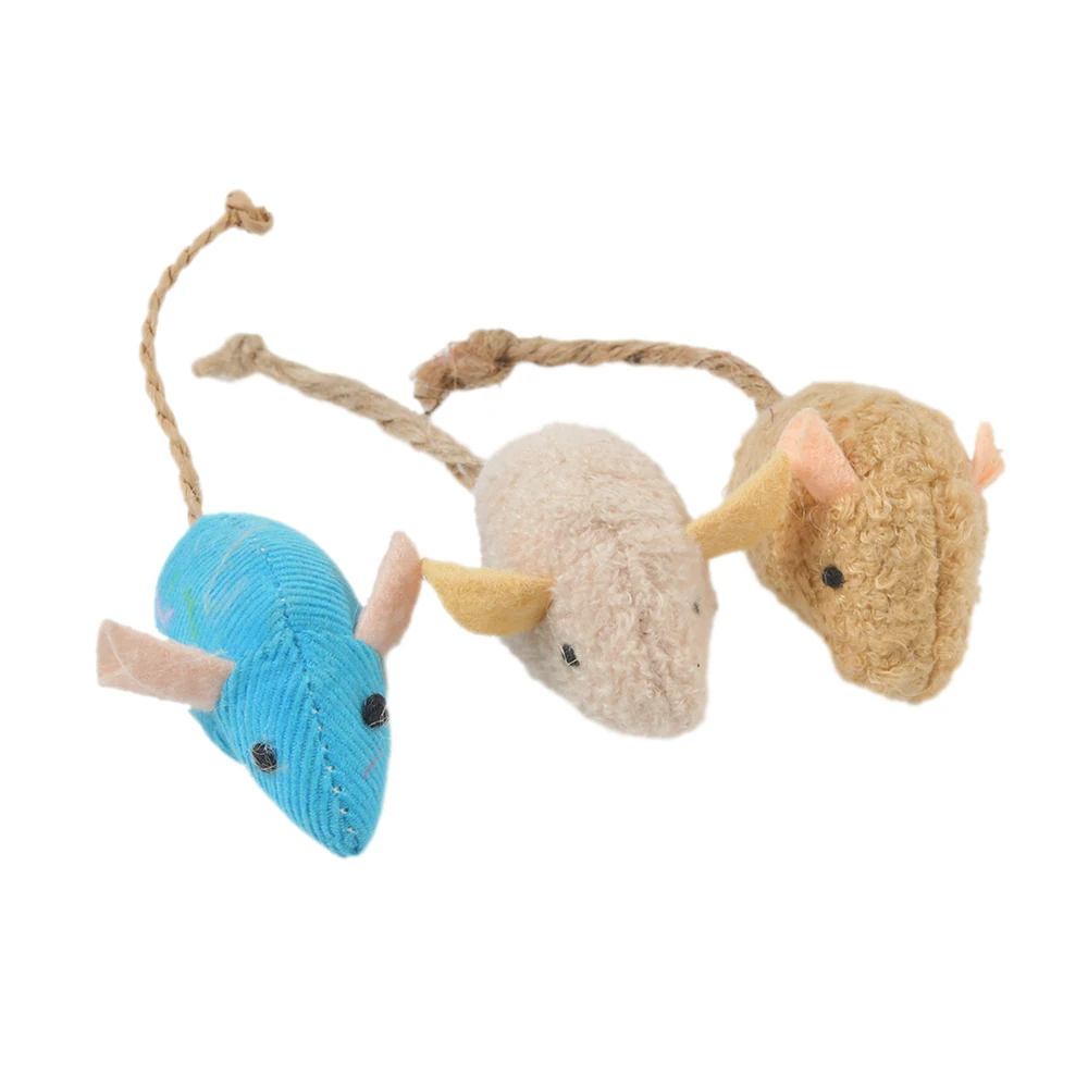 Ratón de peluche para mascotas, juguete divertido de hierba gatera, para gatitos, lote de 3 unidades