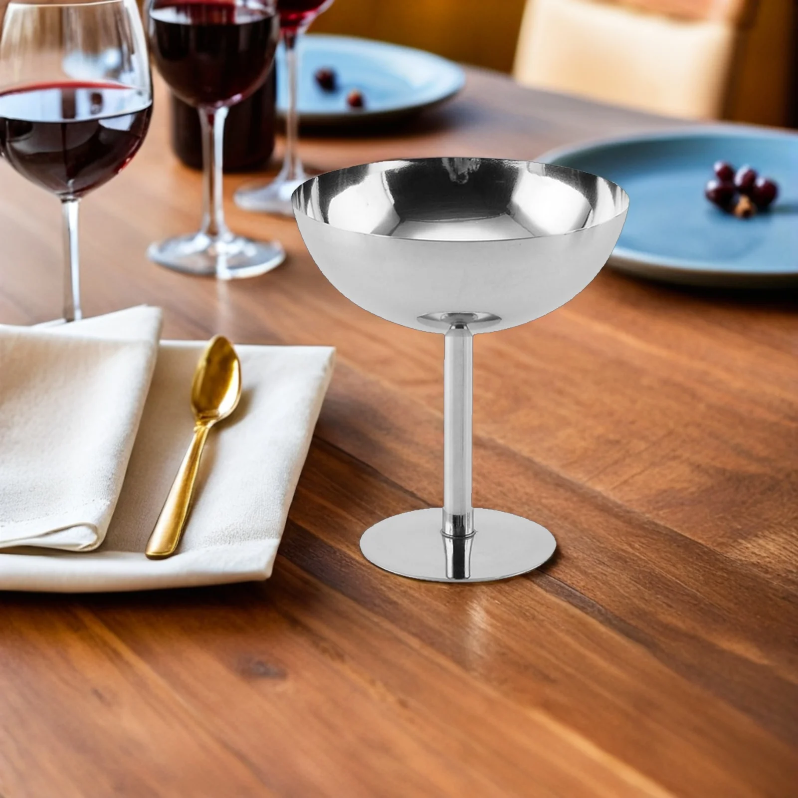 

2Pcs Stainless Steel Ice Cream Cup Dessert Bowl Metal Footed Bowl Party Cocktail Serving Container Dessert Bowls