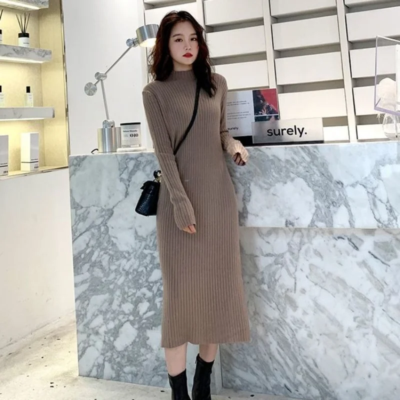 Knitted Clothes 2024 Crochet Woman Dress Dresses for Women Outfits Hot Korean Fashion Elegant and Pretty Trendy Beach Turtleneck