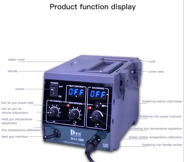Whole Sale Price H92 2 in 1 Solder Iron and Desoldering Station SMD Rework Station Hot Air Gu--n Rework BGA GPU CPU