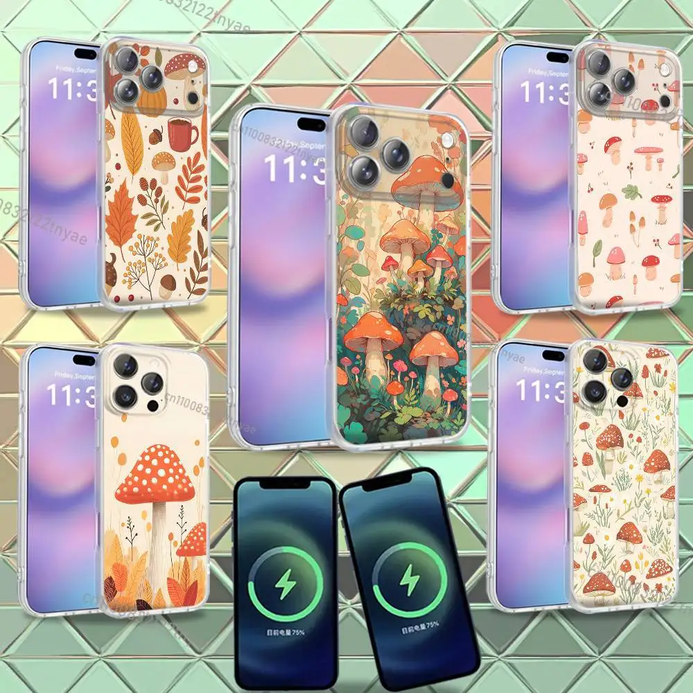 

Cute Mushroom Phone Case For iPhone 16,14,11,17,13,15,12,Air,Plus,Pro,Max,E,Mini Frosted for MagSafe Magnetic