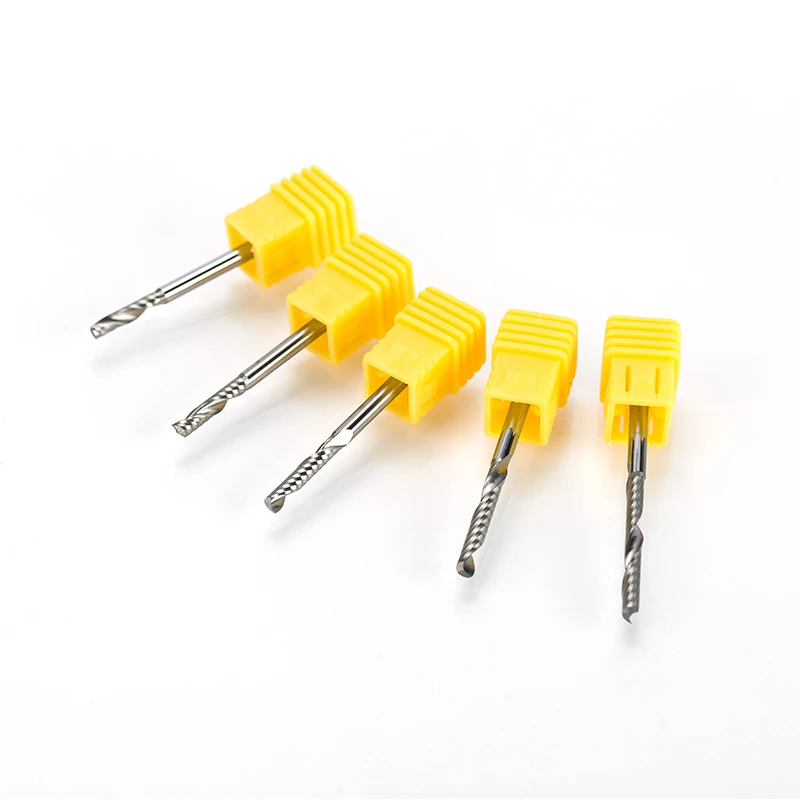 HUHAO 1PCS 3.175mm Shank Single Flute Spiral Milling Cutter  End Mill CNC Router Bit Engraving Cut for Acrylic Wood MDF