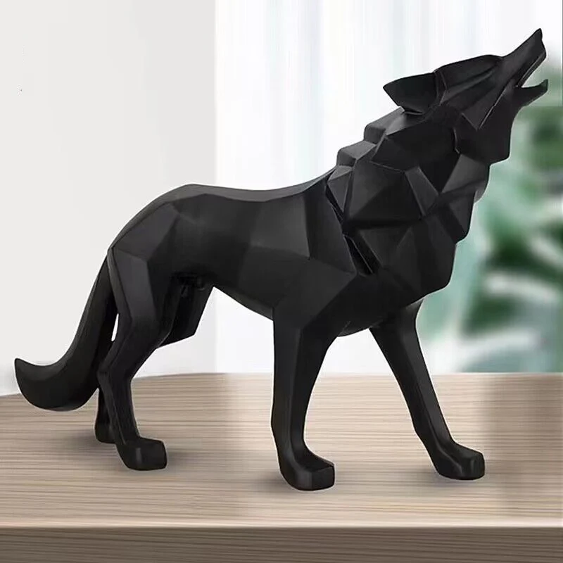 Imagem -02 - Nordic Geometric Wolf Estátua Decorativa Resina Arte Escultura Estatuetas Animais Quarto e Acessórios de Escritório Entrega Gratuita