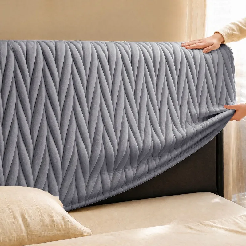 1 piece of cotton-padded bedroom headboard cover fully enclosed made of soft milk-velvet dust-proof headboard cover.