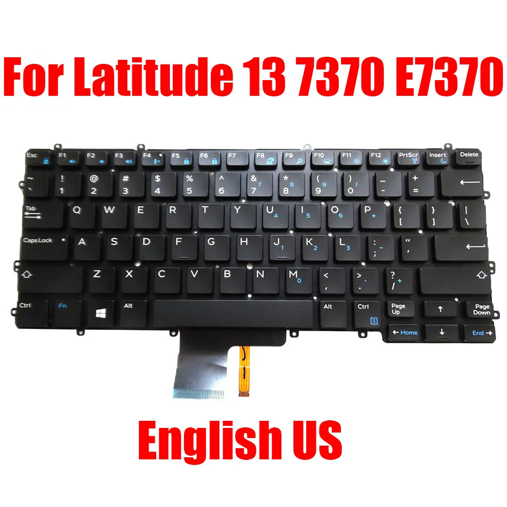 

US Laptop Keyboard For DELL For Latitude 13 7370 E7370 02MCKR 2MCKR PK131IC1A03 NSK-LZABC 0H English Black With Backlit New